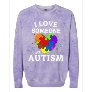 I Love Someone With Autism Colorblast Crewneck Sweatshirt