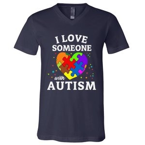 I Love Someone With Autism V-Neck T-Shirt