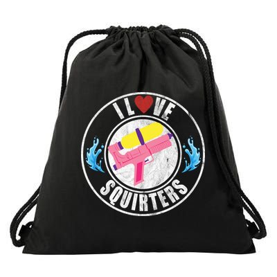 I Love Squirters Funny I Heart Squirters Drawstring Bag