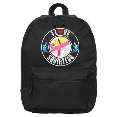 I Love Squirters Funny I Heart Squirters 16 in Basic Backpack