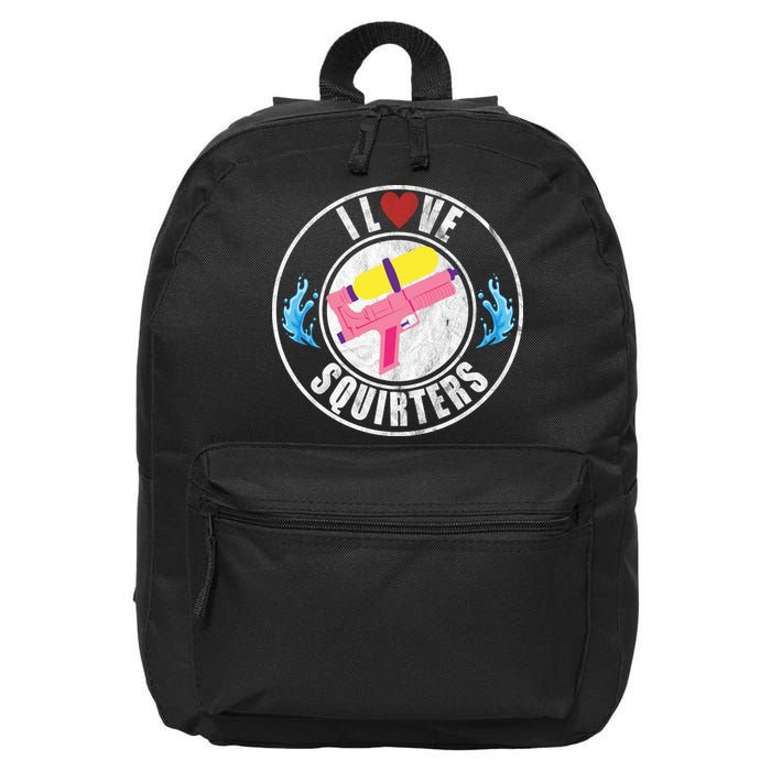 I Love Squirters Funny I Heart Squirters 16 in Basic Backpack