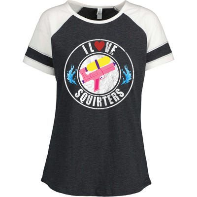 I Love Squirters Funny I Heart Squirters Enza Ladies Jersey Colorblock Tee