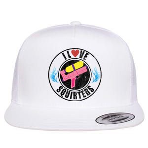 I Love Squirters Funny I Heart Squirters Flat Bill Trucker Hat