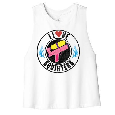 I Love Squirters Funny I Heart Squirters Women's Racerback Cropped Tank