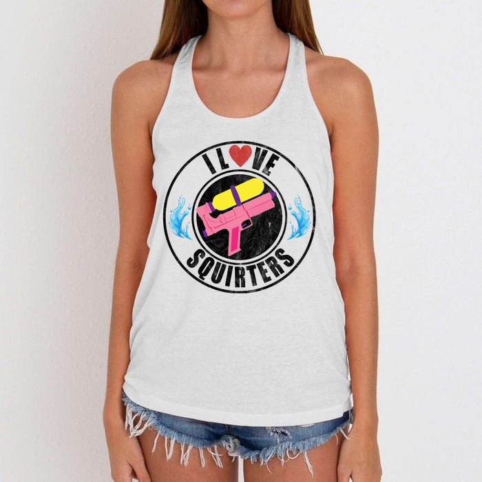 I Love Squirters Funny I Heart Squirters Women's Knotted Racerback Tank