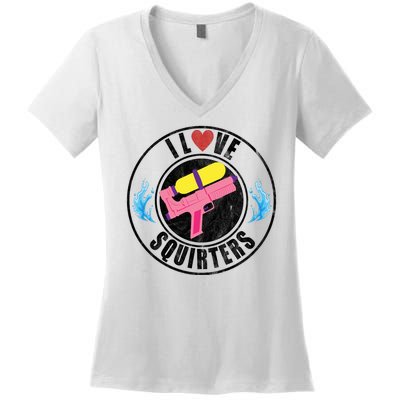 I Love Squirters Funny I Heart Squirters Women's V-Neck T-Shirt