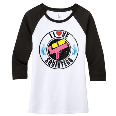 I Love Squirters Funny I Heart Squirters Women's Tri-Blend 3/4-Sleeve Raglan Shirt