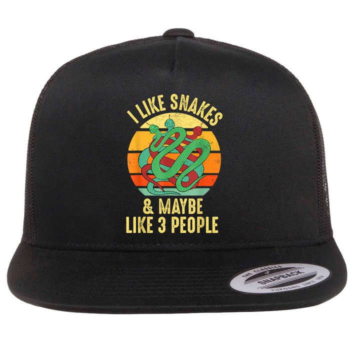 I Like Snakes Retro Reptile Vintage Herpetologist Flat Bill Trucker Hat