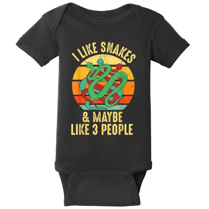 I Like Snakes Retro Reptile Vintage Herpetologist Baby Bodysuit