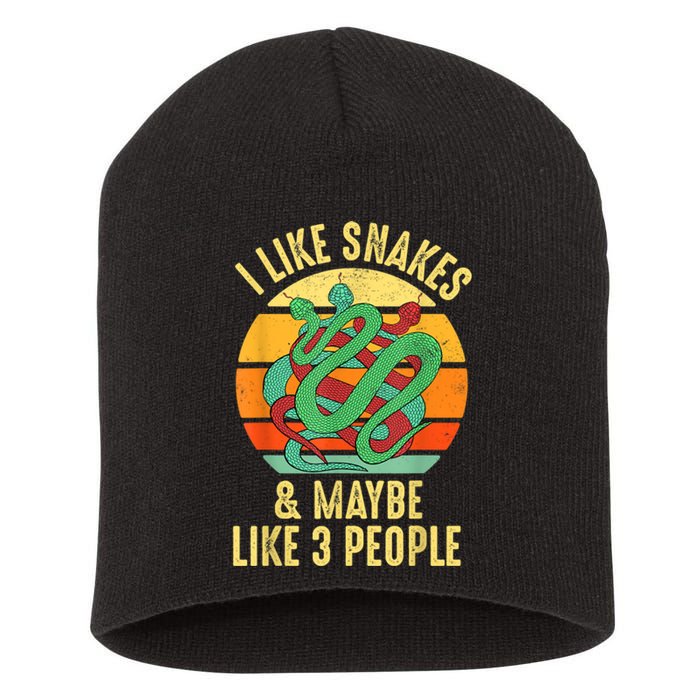 I Like Snakes Retro Reptile Vintage Herpetologist Short Acrylic Beanie