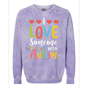 I Love Someone With Autism Aspergers Syndrome Disorders Cute Gift Colorblast Crewneck Sweatshirt