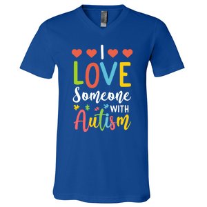 I Love Someone With Autism Aspergers Syndrome Disorders Cute Gift V-Neck T-Shirt