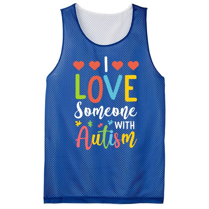 I Love Someone With Autism Aspergers Syndrome Disorders Cute Gift Mesh Reversible Basketball Jersey Tank