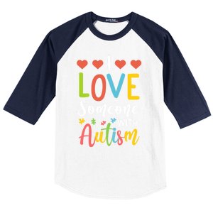 I Love Someone With Autism Aspergers Syndrome Disorders Cute Gift Baseball Sleeve Shirt