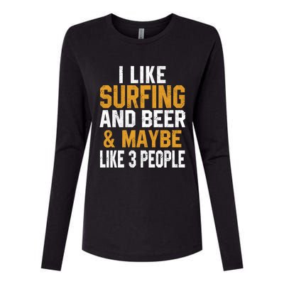 I Like Surfing And Beer Surfer Hawaiian Surfboard Dad Mom Gift Womens Cotton Relaxed Long Sleeve T-Shirt