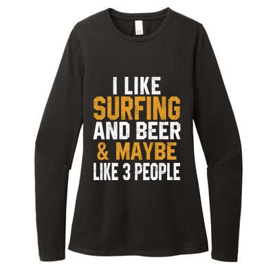 I Like Surfing And Beer Surfer Hawaiian Surfboard Dad Mom Gift Womens CVC Long Sleeve Shirt