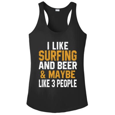 I Like Surfing And Beer Surfer Hawaiian Surfboard Dad Mom Gift Ladies PosiCharge Competitor Racerback Tank