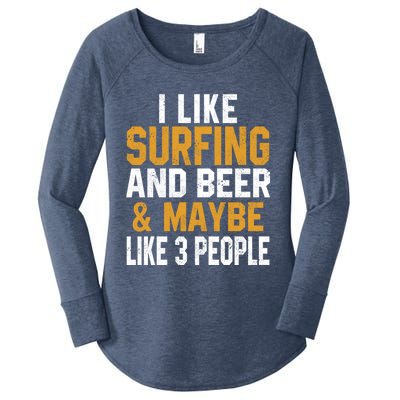 I Like Surfing And Beer Surfer Hawaiian Surfboard Dad Mom Gift Women's Perfect Tri Tunic Long Sleeve Shirt