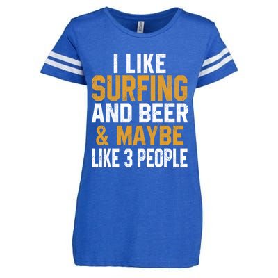 I Like Surfing And Beer Surfer Hawaiian Surfboard Dad Mom Gift Enza Ladies Jersey Football T-Shirt