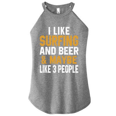 I Like Surfing And Beer Surfer Hawaiian Surfboard Dad Mom Gift Women's Perfect Tri Rocker Tank