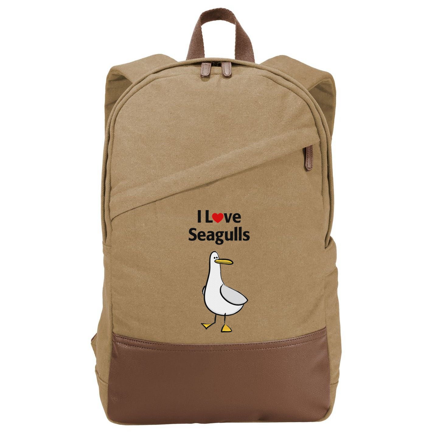 I Love Seagulls Cotton Canvas Backpack