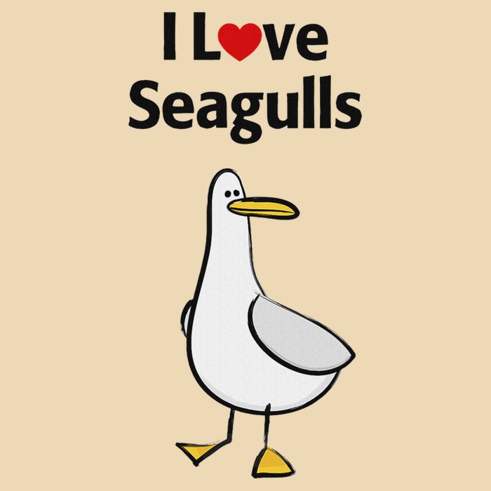 I Love Seagulls Drawstring Bag