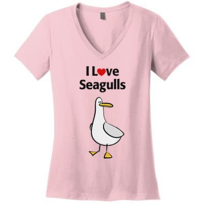 I Love Seagulls Women's V-Neck T-Shirt