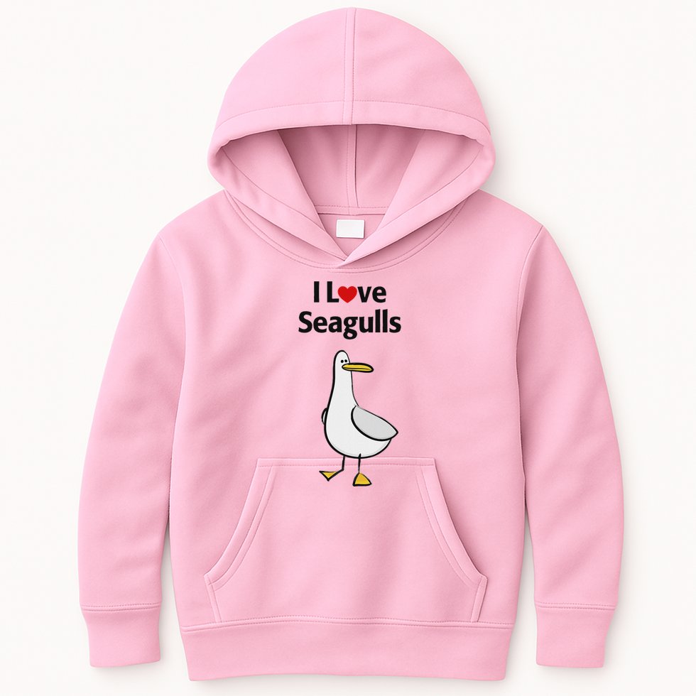 I Love Seagulls Kids Hoodie