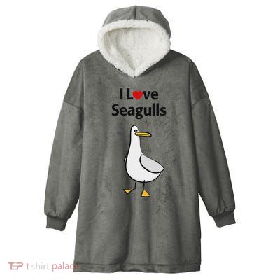 I Love Seagulls Hooded Wearable Blanket