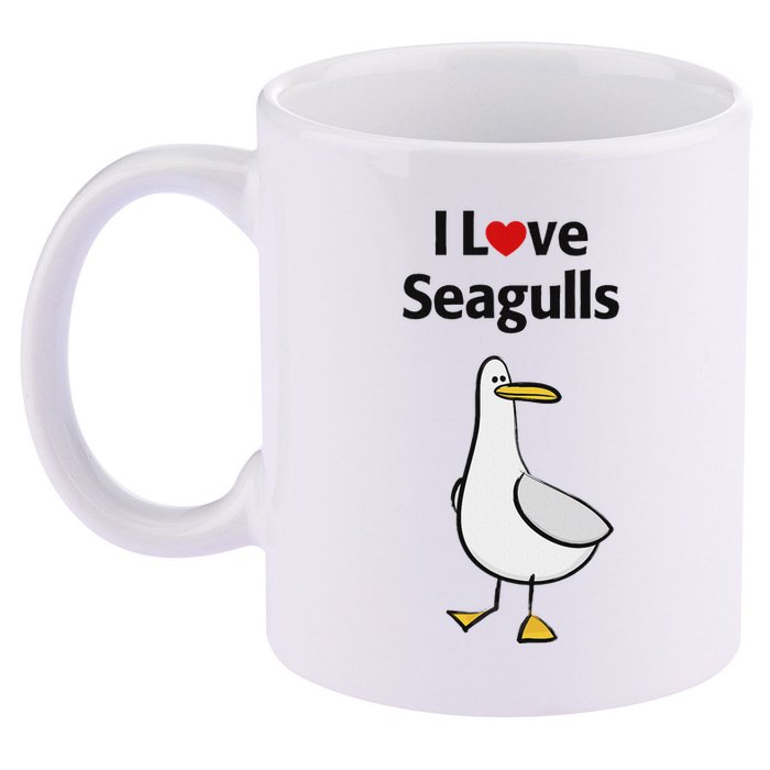 I Love Seagulls 11oz C Handle Ceramic Mug