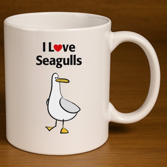 I Love Seagulls 11oz C Handle Ceramic Mug