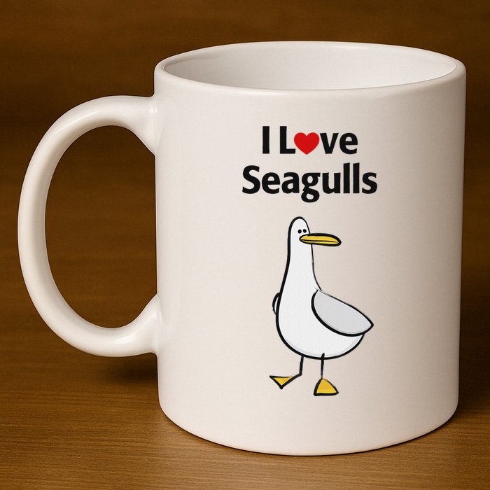 I Love Seagulls 11oz C Handle Ceramic Mug