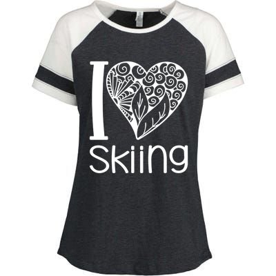 I Love Skiing For Ski Lovers Gift Enza Ladies Jersey Colorblock Tee