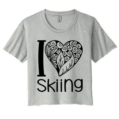 I Love Skiing For Ski Lovers Gift Women's Crop Top Tee