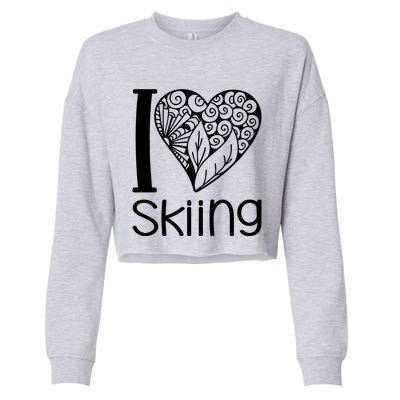 I Love Skiing For Ski Lovers Gift Cropped Pullover Crew