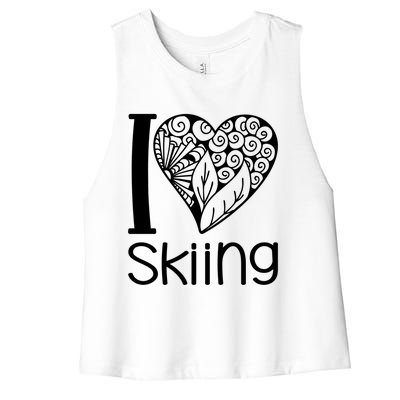 I Love Skiing For Ski Lovers Gift Women's Racerback Cropped Tank