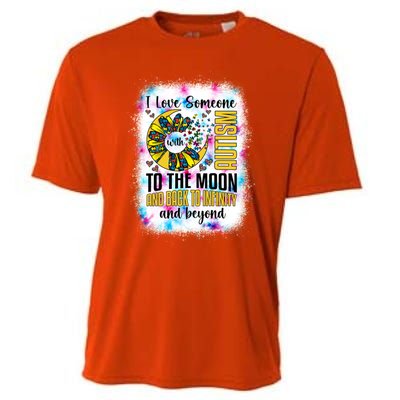 I Love Someone With Autism Moon And Back Support Autism Gift Cooling Performance Crew T-Shirt