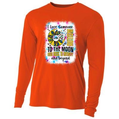 I Love Someone With Autism Moon And Back Support Autism Gift Cooling Performance Long Sleeve Crew