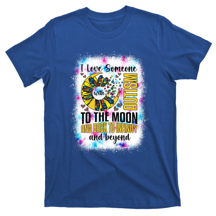 I Love Someone With Autism Moon And Back Support Autism Gift T-Shirt