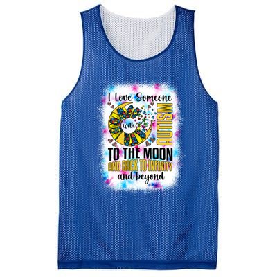 I Love Someone With Autism Moon And Back Support Autism Gift Mesh Reversible Basketball Jersey Tank