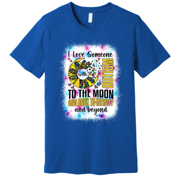 I Love Someone With Autism Moon And Back Support Autism Gift Premium T-Shirt