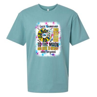 I Love Someone With Autism Moon And Back Support Autism Gift Sueded Cloud Jersey T-Shirt