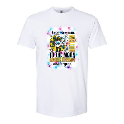 I Love Someone With Autism Moon And Back Support Autism Gift Softstyle CVC T-Shirt