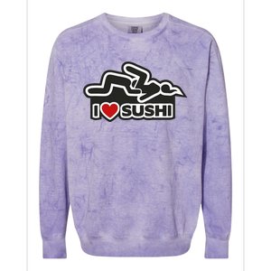 I Love Sushi Dirty Colorblast Crewneck Sweatshirt