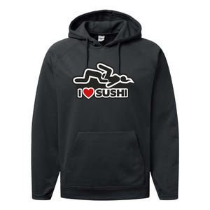 I Love Sushi Dirty Performance Fleece Hoodie