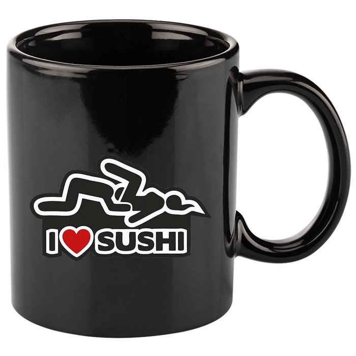 I Love Sushi Dirty 11oz C Handle Ceramic Mug