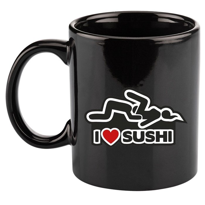I Love Sushi Dirty 11oz C Handle Ceramic Mug