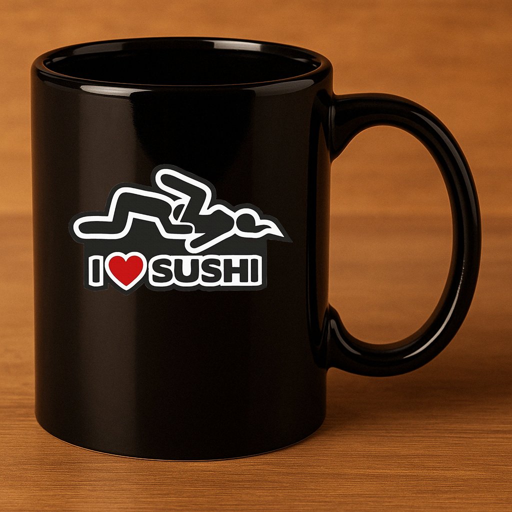 I Love Sushi Dirty 11oz C Handle Ceramic Mug