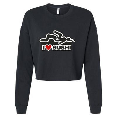I Love Sushi Dirty Cropped Pullover Crew