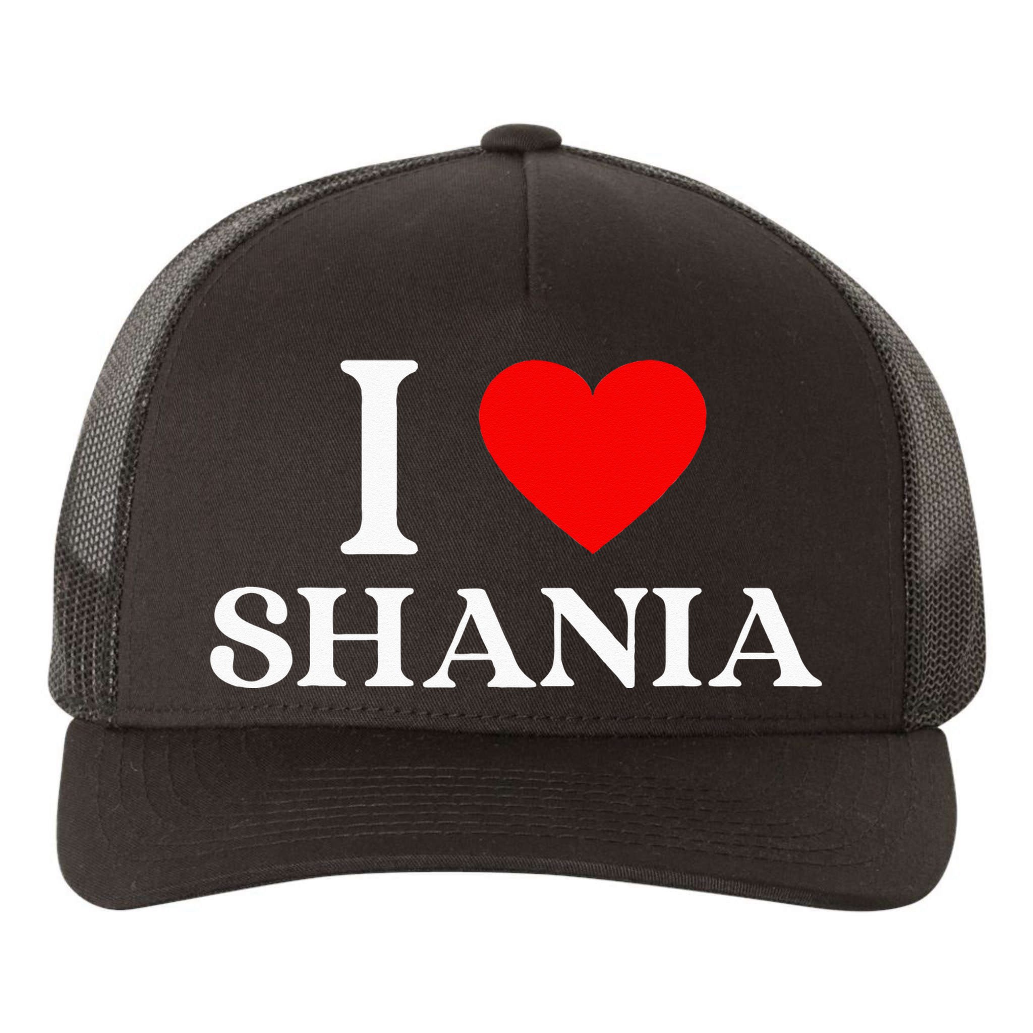 I Love Shania Heart First Name Shania Yupoong Adult 5-Panel Trucker Hat